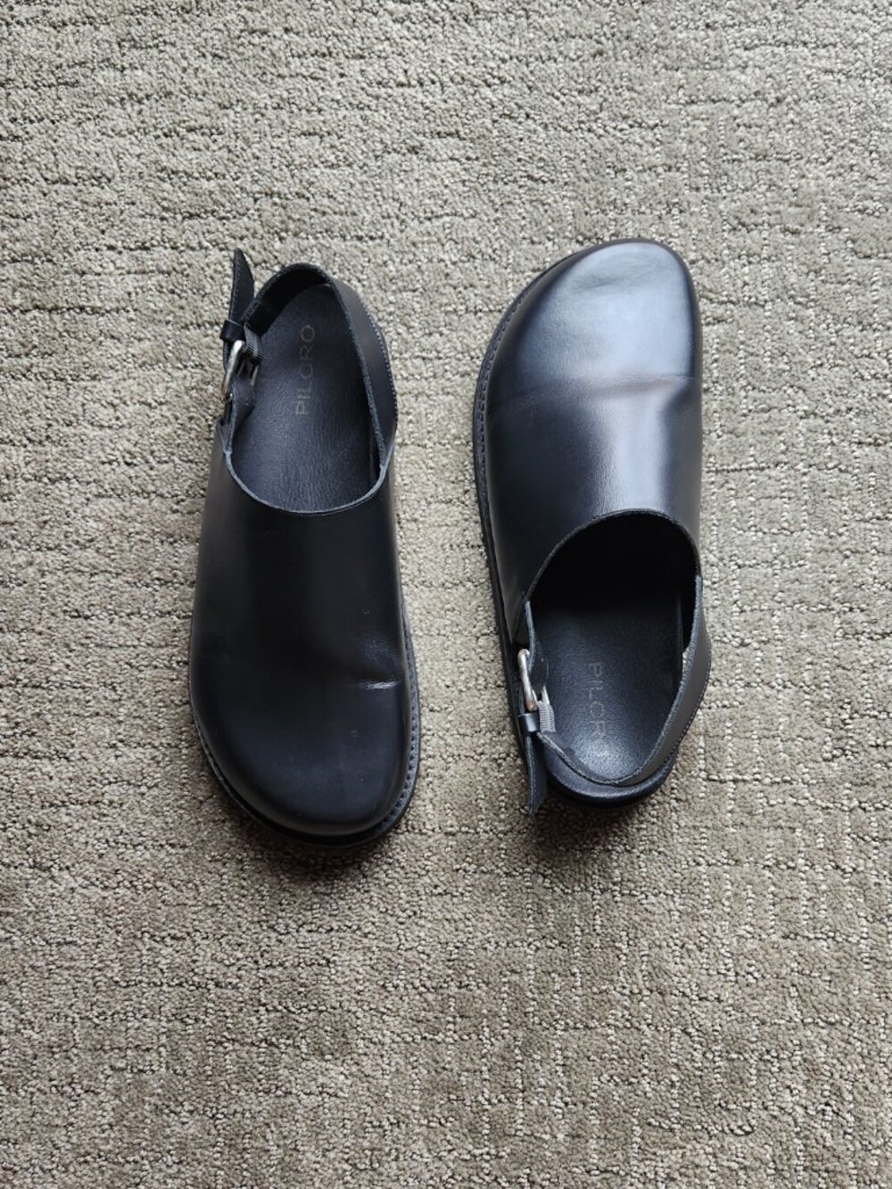 PILCRO ANTHROPOLOGIE Black Leather Slingback Buckle Mules Clogs Size 39 | 9 - Picture 3 of 8